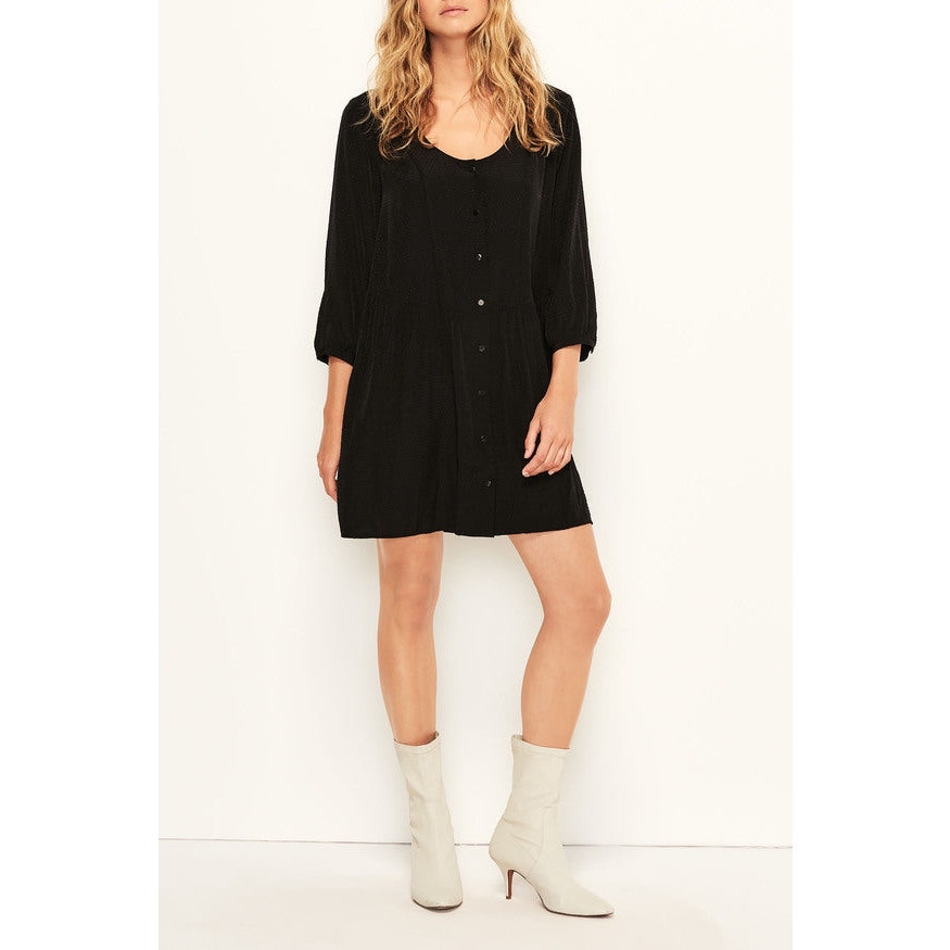 Ba&Sh Disco Gathered Jacquard Button Front 3/4 Sleeve Mini Dress Size 8